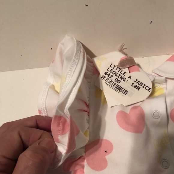 Little A Janice Pastel Hearts Heart Print Legging Set - Bright White - Picture 8 of 11